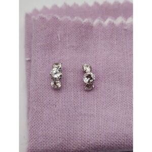 14KT White Gold Cubic Zirconia Stud Earrings- Drop Post